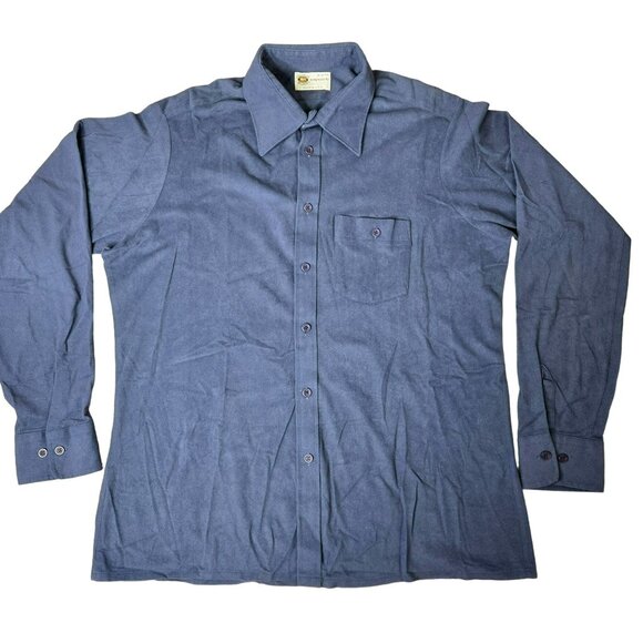 Charlie Brown Shirtmakers Other - VTG Charlie Brown Shirtmakers SuperSuede Blue Button Up Shirt Size L 16-16 1/2
